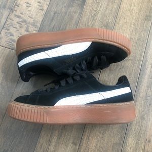 Puma suede platform shoes